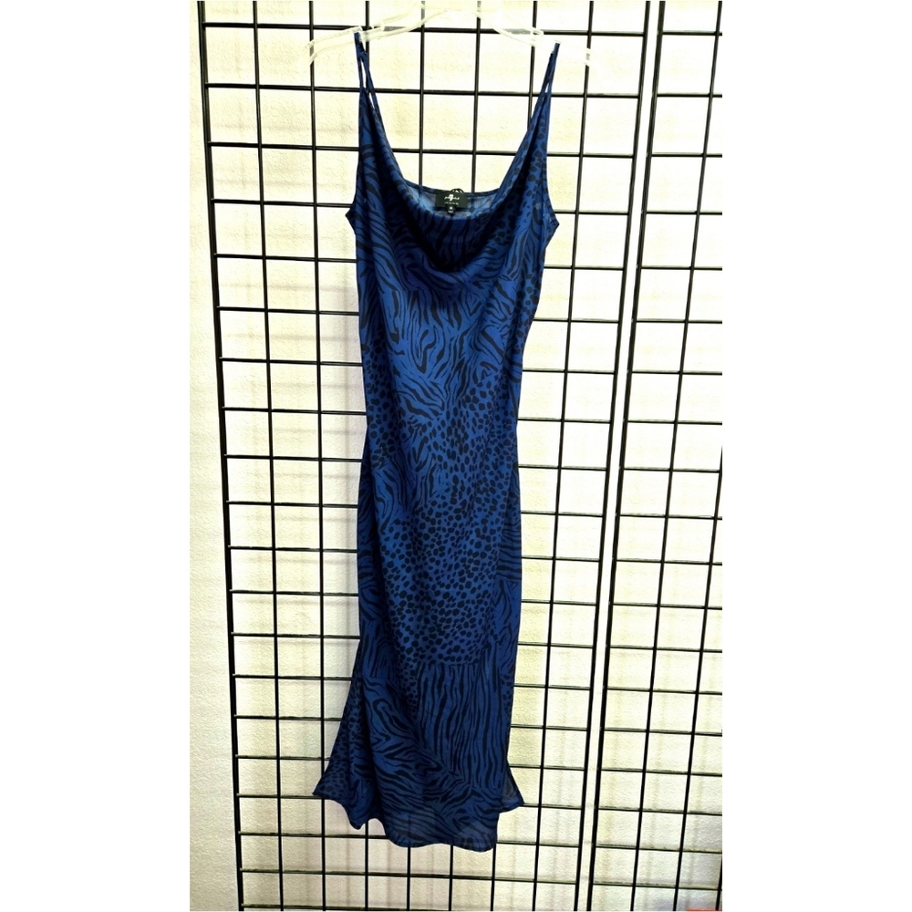 Dark Blue Animal Print Maxi Dress
